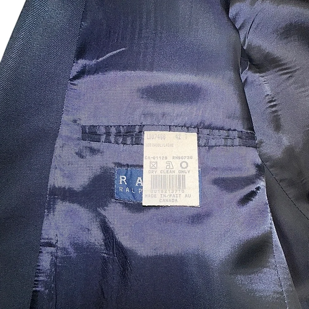 Ralph Lauren Men’s Navy Blue 100% Wool Sport Coat Blazer ~ Size 42 Tall